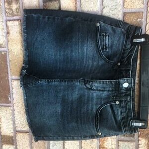 Black mini denim skirt